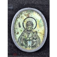 Иконка- эгломизе, Св. Николай Угодник, Зосима и Савватий Соловецкие.