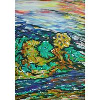 Пейзаж с летом, акрил, бумага 2008, Котов Олег