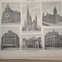 Berliner Bauten 2. Энциклопедическая гравюра конец 19в.   31х24см. Германия.
