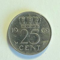 Нидерланды 25 центов 1969