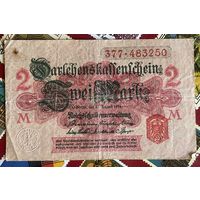 Банкнота 2 марки 1914 год. Германская империя. С рубля без МЦ.