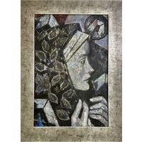 Кищенко А.М "Муза",1995г. ДВП, масло. Размер с рамой 41х56 см. без 31,5х45,5 см.