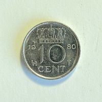 Нидерланды 10 центов 1980