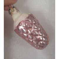 Игрушка ёлочная Шишка со снегом, стекло. СССР