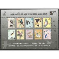 Израиль. Международная выставка марок CYINA'96. Птицы.1996г. Mi#Бл53.