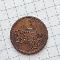 2 пфеннига.Данциг Вольный Город Гданьск Германия.