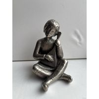 С 1 рубля! Статуэтка Мальчик с балалайкой, силумин, 1970-е годы, высота 14,5 см