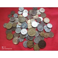 Иностранные монеты,всякие,70 штук, без Минимальной цены