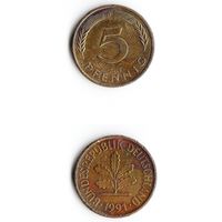 5 пфеннигов Германия 1991 года(D)