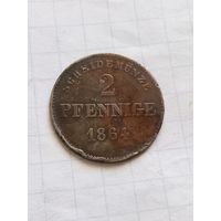 2 пфеннига 1864 года Саксен-Мейнинген!!!