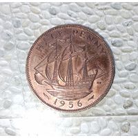 1/2 пенни 1956 года Великобритания. Королева Елизавета 2. Очень красивая! Как новая!