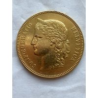20 Франков 1896 г. Швейцария (период 1883 - 1896) Золотая монета 20 FR