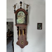 Антикварные Голландские Маятниковые Часы Заанские / Zaance Clock Dutch XX век Расписные, Лунный