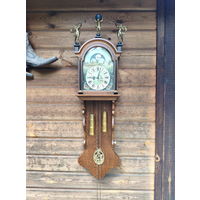 Антикварные Голландские Маятниковые Часы Заанские / Zaance Clock Dutch XX век Расписные, Лунный