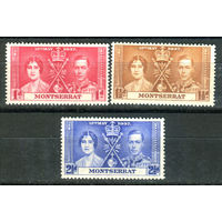 Британские колонии - Монтсеррат - 1937г. - коронация короля Георга VI и королевы Елизаветы - 3 марки - полная серия, MNH, 1 марка с незначительным дефектом клея [Mi 90-92]. #2-Bc-D-KS-4