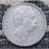 Италия 2 лиры 1883 года. Серебро! Сторгуй за свою цену, предложи обмен! Y70