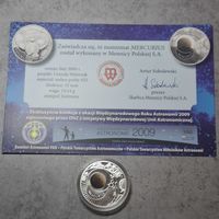 Монетовидный жетон из серии солнечная система, польский вариант серебро меркурий