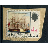 Британские колонии - Сейшелы - 1969г. - история, корабль, 1,5 R - 1 филателистическая вырезка - гашёная [Mi 269]. #3-WB-86-KS-3