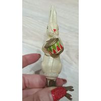 Елочные игрушки, стекло, заяц с барабаном