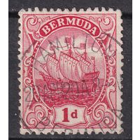 125.BrKCI. Великобритания. Колонии. Бермудские острова. Стандарт. Парусник Sea Venture. 1918 г. 1P. Mi.#36b.