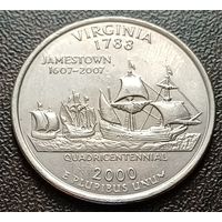 США 1/4 доллара, 2000 Квотер штата Вирджиния   D    ( 1-3-8 )