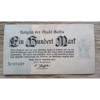 Werty71 Германия 100 марок 1922 банкнота Гроссгельд Гота 2 без цифры 100