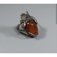 Янтарь Кольцо с янтарем мельхиор