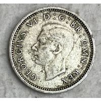 Монета Великобритания 3 пенса 1940 год. Георг VI. Серебро