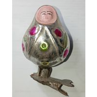 Игрушка на ёлку ,  Матрёшка , винтаж , стекло , СССР .