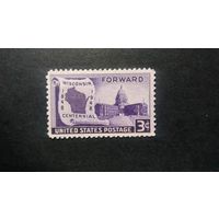 США\а95\1948  100 летие  Висконсин. карта