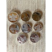 Копии серебряных монет Россия 1, 2, 3, 5 рублей 1992, 1994, 1999, 2000, 2013, 2014 Цена за набор