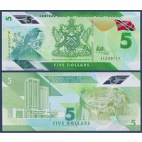 Тринидад и Тобаго, 5 долларов 2020 г, P-W61 (AL, полимер, cинекоронный мотмот), UNC