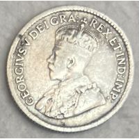 Монета Канада 5 центов 1919 год. Георг V. Серебро