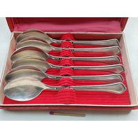 Комплект чайных мельхиоровых ложек в коробке. 14,2 см