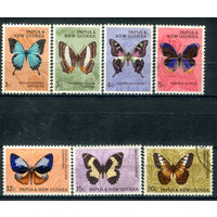 Британские колонии - Папуа Новая Гвинея - 1965г. - бабочки - 7 марок - гашёные, MH, чистая, без клея, номинал 20 с вмятинками. #3-WB-98-KS-1