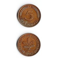 5 пфеннигов Германия 1992 года(F)