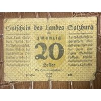 Нотгельд Австрия Зальцбург, 20 геллеров 1919 год