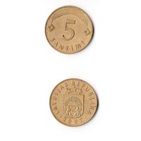 5 сантимов Латвия 2007 год