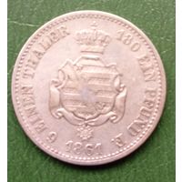 Саксония 1/6 талера 1861г. Состояние!