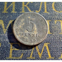 5 пфеннигов 1915 J Fe магнитная Германская Империя #01