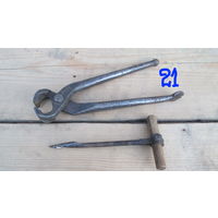 Инструмент набор, старинный клеймо,Шило штопар-сверлокованное болие 100лет,Цена за все .