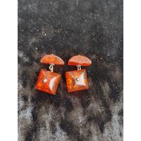 Запонки СССР янтарь и серебро 875 проба