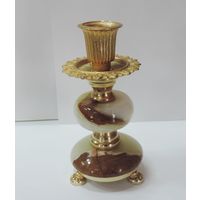 Подсвечник 60-70-е годы. Камень оникс, латунь. Высота 14 см.