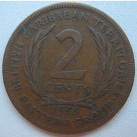 Восточные Карибы 2 цента 1955 г.
