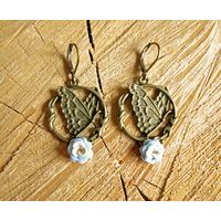 Серьги ручной работы ''Бабочки на цветочке))''