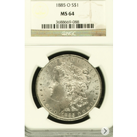 США. 1 доллар 1885 О. Доллар Моргана. NGC MS 64.