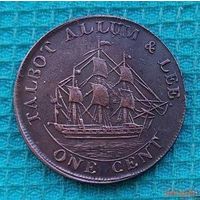 США 1 цент 1791 года. Корабль. Поселение-порт свободной торговли. Предложи свою цену или обмен!