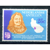 Нидерландские Антильские острова - 1966г. - адмирал Рютер, карта - 1 марка - полная серия, MNH [Mi 165]. #3-WB-101-A-1