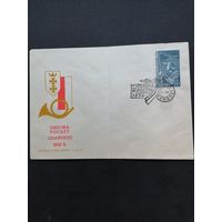Польша 1958 КПД с маркой "19-я годовщина обороны почтового отделения в Гданьске (Данциг)" (спецгашение, перегиб конверта, сзади есть следы от наклеек) Mi.1060 каталог 0.70 евро
