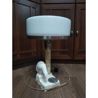 Лампа настольная, кабинетная, мрамор. Белый медведь. Сталинский ампир. СССР